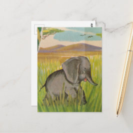 Ein süßer vintage Baby-Elefant Postkarte