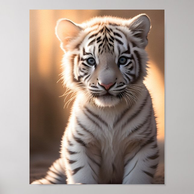 Ein süßer weißer Tigerjunge Poster (Vorne)