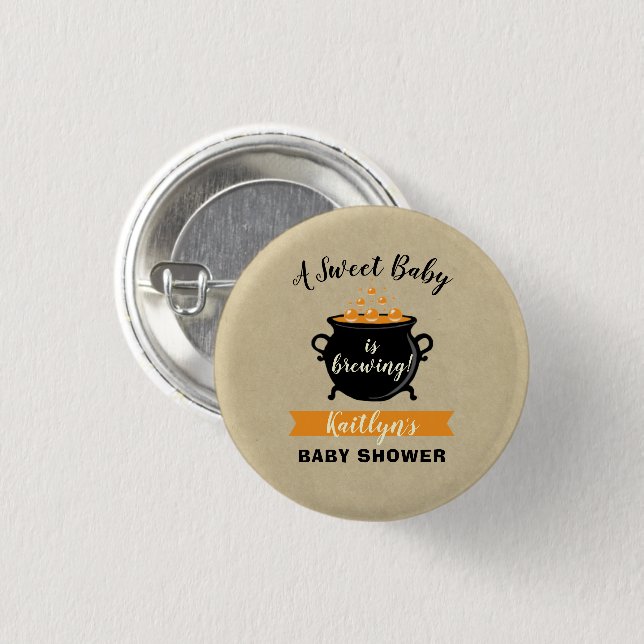 Ein süßes Baby braut Halloween-Kinderdusche Button (Vorne & Hinten)