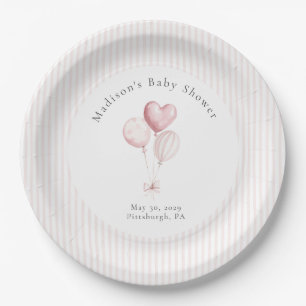 Ein süßes Baby-Shower-Motiv mit Häschen in Rosa  Pappteller