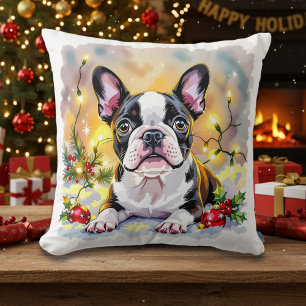 Ein süßes Boston-Terrier-Weihnachten Kissen