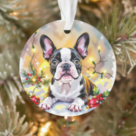 Ein süßes Boston-Terrier-Weihnachten Ornament