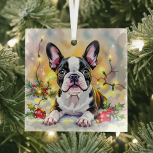 Ein süßes Boston-Terrier-Weihnachten Ornament Aus Glas
