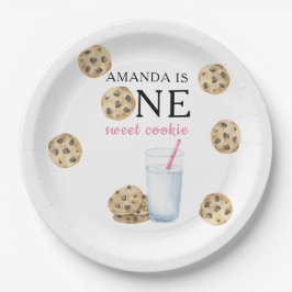 Ein süßes Cookie & Milchmädchen zum ersten Geburts Pappteller