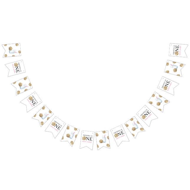 Ein süßes Cookie & Milchmädchen zum ersten Geburts Wimpelkette (Alle)