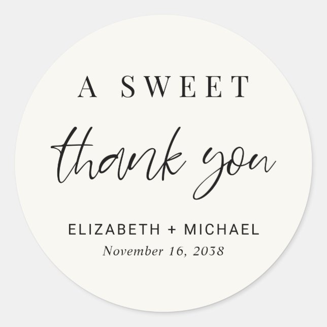 Ein süßes Dankeschön an die Cream-Gastgeschenk Hoc Runder Aufkleber (Vorderseite)