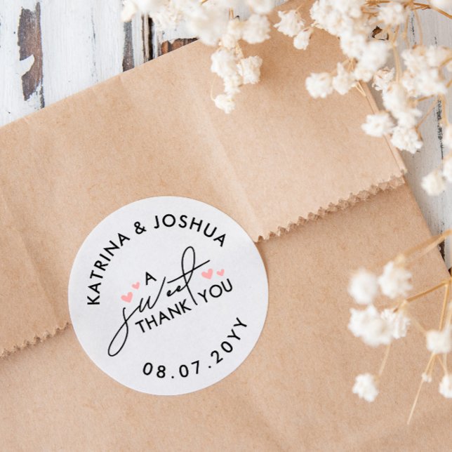 Ein süßes Dankeschön an Pink Hearts Gastgeschenk H Runder Aufkleber (Von Creator hochgeladen)