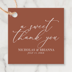 Ein süßes Dankeschön Terracotta Burnt Orange Weddi Geschenkanhänger