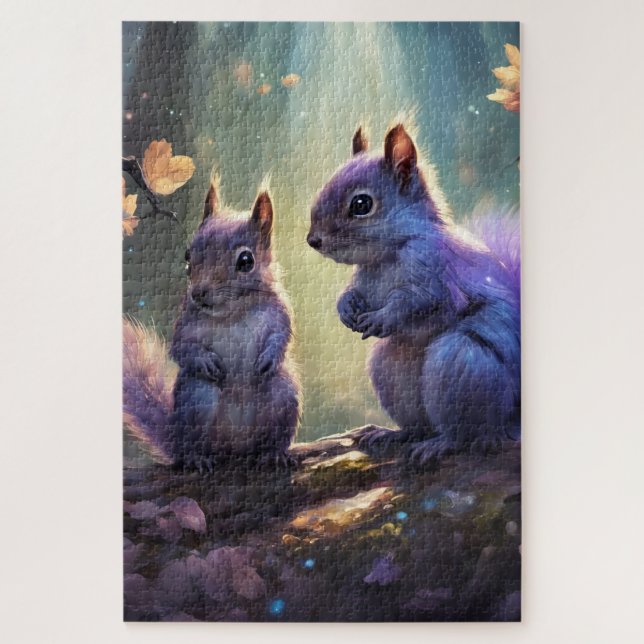 Ein süßes Eichhörnchen-Paar in der Lavendel Puzzle (Vertikal)