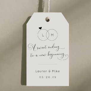 Ein süßes Ende zu einem neuen Anfang Hochzeit Geschenkanhänger