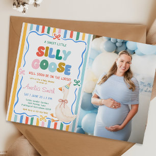 Ein süßes kleines albernes Gänse-Baby-Party-Foto Einladung