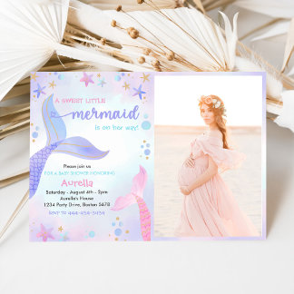 Ein süßes kleines Mermaid-Baby-Foto Einladung
