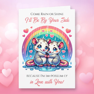 Ein süßes Opossum Valentinstag Motiv Karte