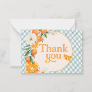 Ein süßes Orange-Baby-Shower-Tag    Mitteilungskarte