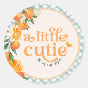 Ein süßes Orange-Baby-Shower-Tag Runder Aufkleber