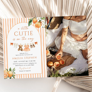 Ein süßes Orangen-Zitrus-Baby-Shower-Foto Einladung