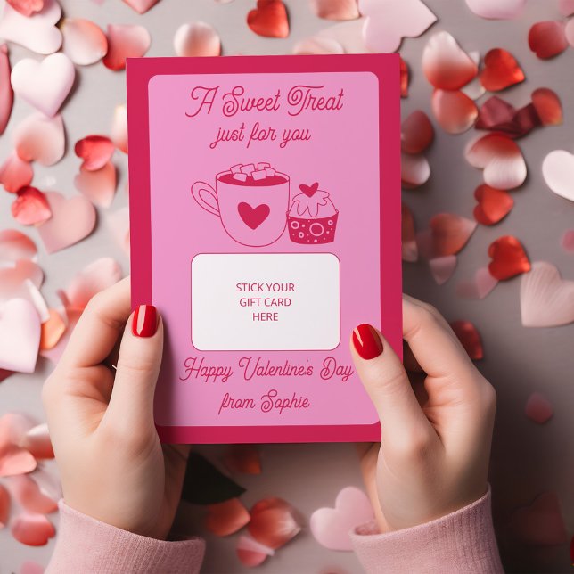 Ein süßes Valentinsgeschenk Kartenhalter Karte (Valentines Gift Card Holder for Coffee Shop or similar sweet treat)