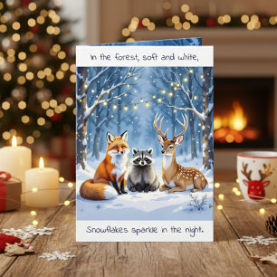 Ein süßes Waldtiere Festliches Weihnachtsgedicht Karte