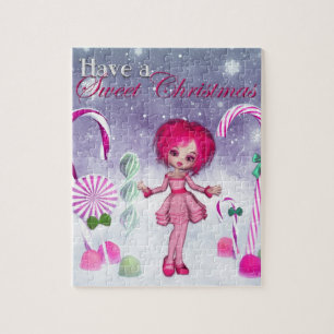 Ein süßes Weihnachten :: Pink Cookie Poser Girl Puzzle