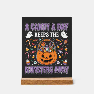 Ein Süßigkeiten-pro-Tag-Halloween-T-Shirt-Design Acrylschild