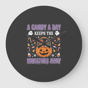 Ein Süßigkeiten-pro-Tag-Halloween-T-Shirt-Design Große Wanduhr