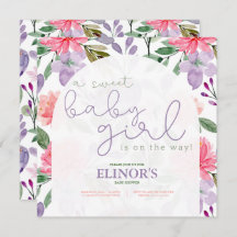 Ein Sweet Baby Girl Lila & Pink Floral Baby Dusche