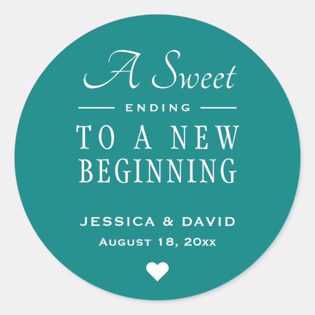Ein Sweet Ending Aquamarin Gastgeschenk Hochzeit A Runder Aufkleber (Vorderseite)