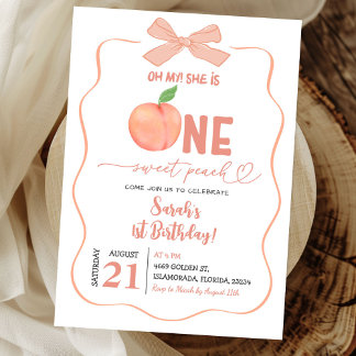 Ein Sweet Peach Bow Coquette Girl Zum Geburtstag Einladung