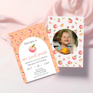 Ein Sweet Peach Geburtstag Foto Einladung