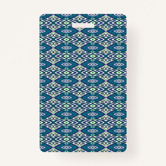 Ein symmetrischer blau-weißer Teppich mit komplizi Ausweis (Rückseite)