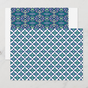 Ein symmetrischer blau-weißer Teppich mit komplizi Einladung