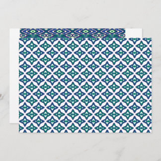 Ein symmetrischer blau-weißer Teppich mit komplizi Einladung