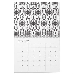 Ein symmetrisches monochromes Design mit komplexen Kalender