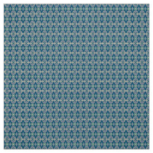Ein symmetrisches Muster blauer Motive auf einem T Stoff