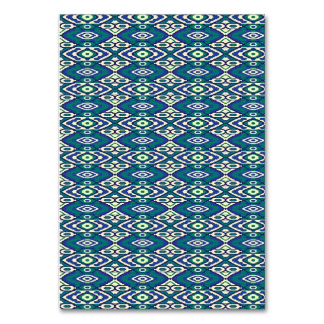 Ein symmetrisches Muster blauer Motive auf einem T Tischnummer (Vorderseite)