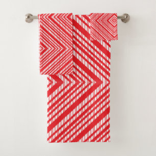 Ein symmetrisches Muster mit rot, orange und p Badhandtuch Set