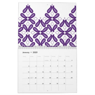Ein symmetrisches Muster mit weiß und lila m Kalender