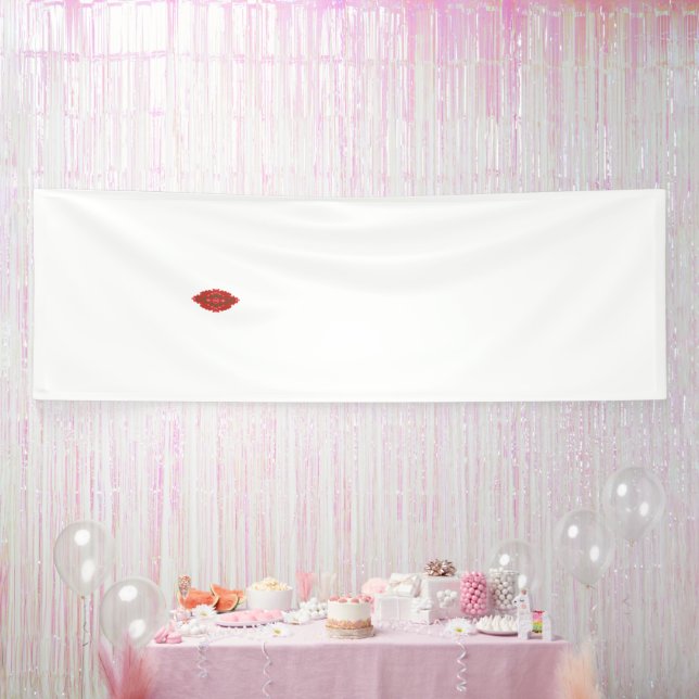 Ein symmetrisches rotes Grafikdesign mit geometris Banner (Party)