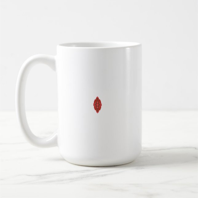 Ein symmetrisches rotes Grafikdesign mit geometris Kaffeetasse (Links)