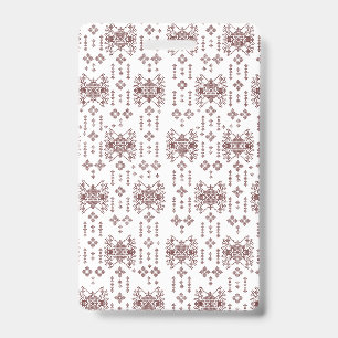 Ein symmetrisches weißes Geschenkpapier mit einem Ausweis