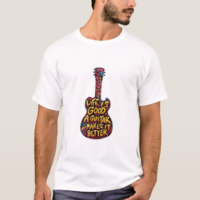ein T-Shirt mit einem Guitar (Vorderseite)