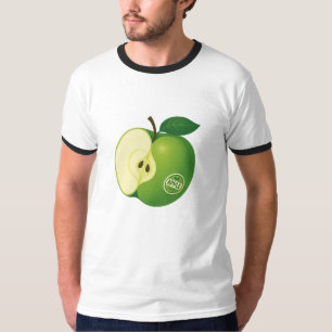 Ein T - Shirt mit einer Abbildung eines grünen Apf