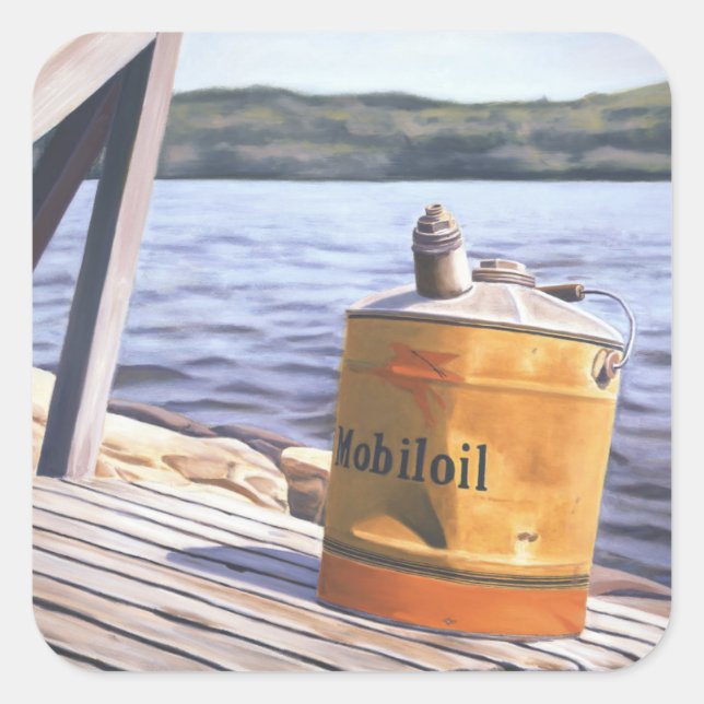 Ein Tag am See 1996 Quadratischer Aufkleber (Vorderseite)