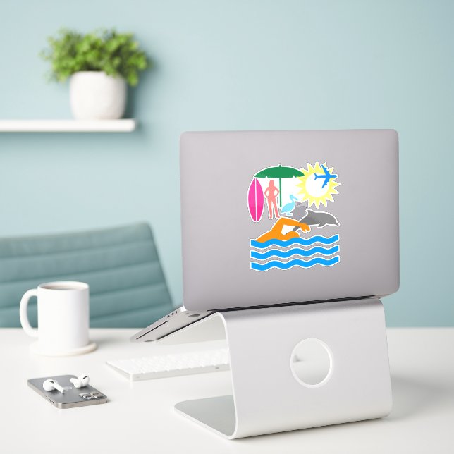 Ein Tag am Strand Aufkleber (Laptop auf Schreibtisch)