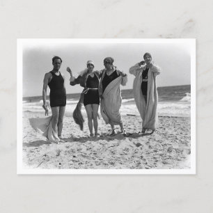Ein Tag am Strand, Long Island, New York Vintage Postkarte