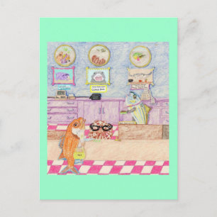 Ein Tag bei der Bank Postkarte