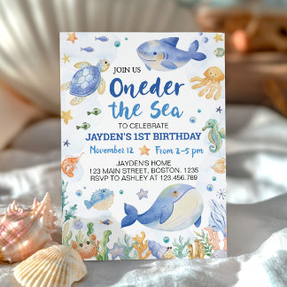 Ein Tag im Meer - der Junge zum Geburtstag Einladung
