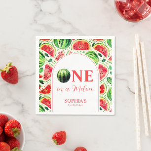 Ein Tag in einem Melon zum ersten Geburtstag Serviette
