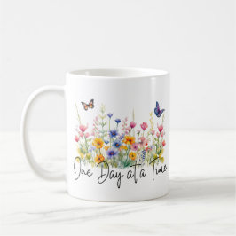 Ein Tag nach dem anderen Wildblumen für inspiriere Kaffeetasse