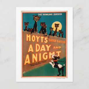 "Ein Tag und eine Nacht" Katzen und Hunde Musical Postkarte